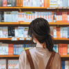 書店にいる若い女性