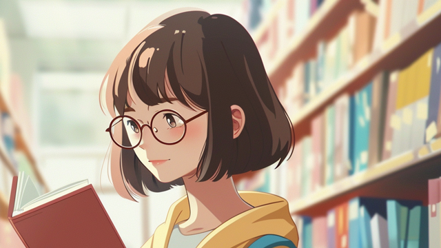 書店にいる若い女性